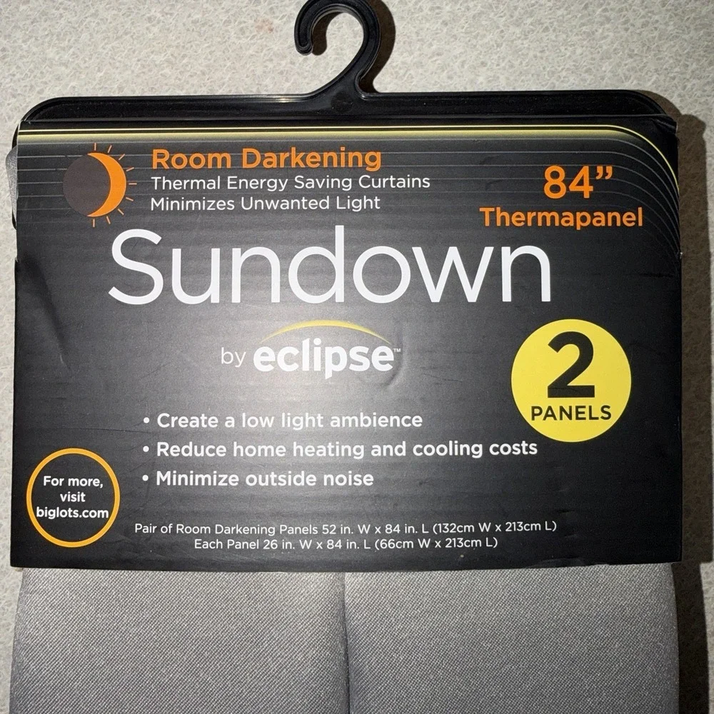 Sundown By Eclipse Room Darkening Rod Pocket Panel‎ Pair Gray Curtains 26